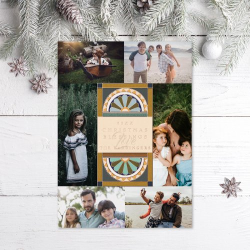 Christmas Blessings Holiday Photo Foil Card