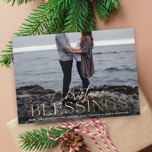 Christmas Blessings Holiday Pregnancy Announcement