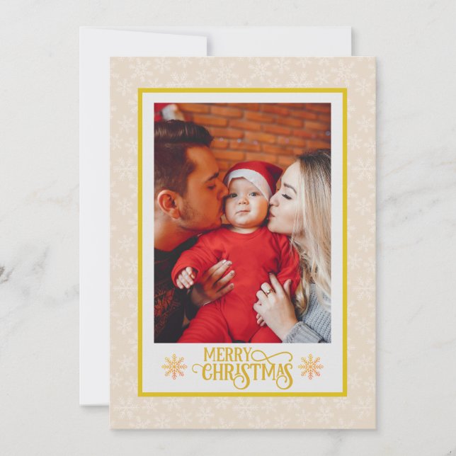 Christmas Blessings I Family Photo and Gold Script (Front)