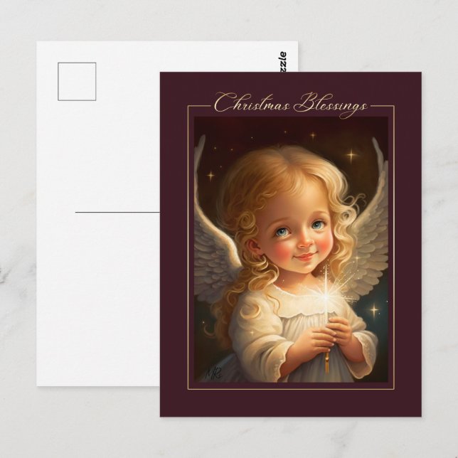 Christmas Blessings. Little Christmas Angel  Postcard (Front/Back)