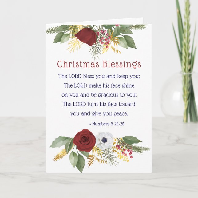 Christmas Blessings Lord Bless You Bible Verse  Holiday Card (Front)