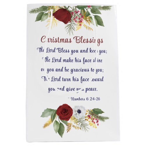 Christmas Blessings Lord Bless You Bible Verse  Medium Gift Bag
