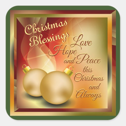 Christmas Blessings Love Hope Peace Square Sticker