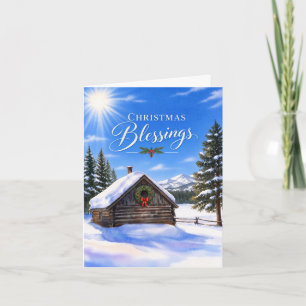 Christmas Blessings Mountain Cabin Holiday Card