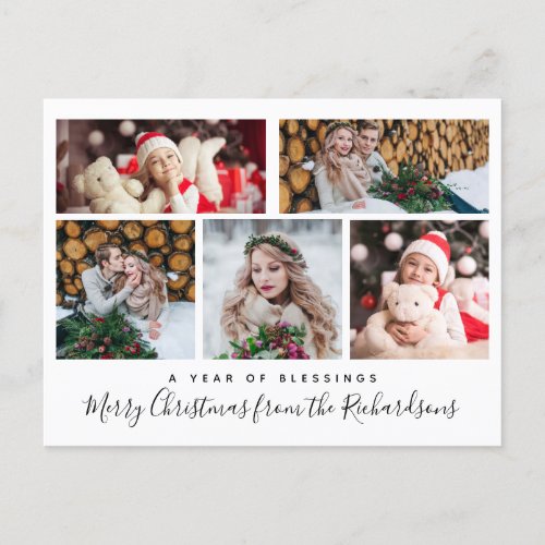 Christmas Blessings  Multi Photo Grid Holiday Postcard