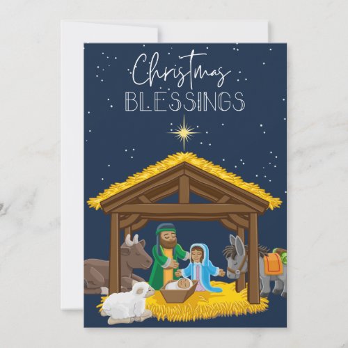 Christmas Blessings Nativity Baby Jesus Christian Holiday Card