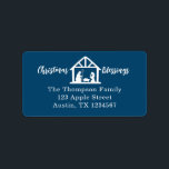 Christmas Blessings Nativity Blue Label<br><div class="desc">Simple,  elegant address label with "Christmas Blessings" in white typography surrounding a white-colored Nativity silhouette. Easily personalize with your name and address for a special touch when sending out Christmas greetings.</div>