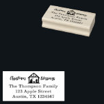 Christmas Blessings Nativity Typography Rubber Stamp<br><div class="desc">Simple,  elegant address label with "Christmas Blessings" in beautiful typography surrounding a Nativity silhouette. Easily personalize with your name and address for a special touch when sending out Christmas greetings.</div>