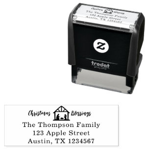 Christmas Blessings Nativity Typography Self-inking Stamp