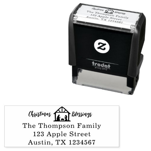 Christmas Blessings Nativity Typography Self_inking Stamp