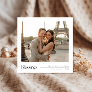 Christmas Blessings Newlywed Elegant Destination Holiday Card