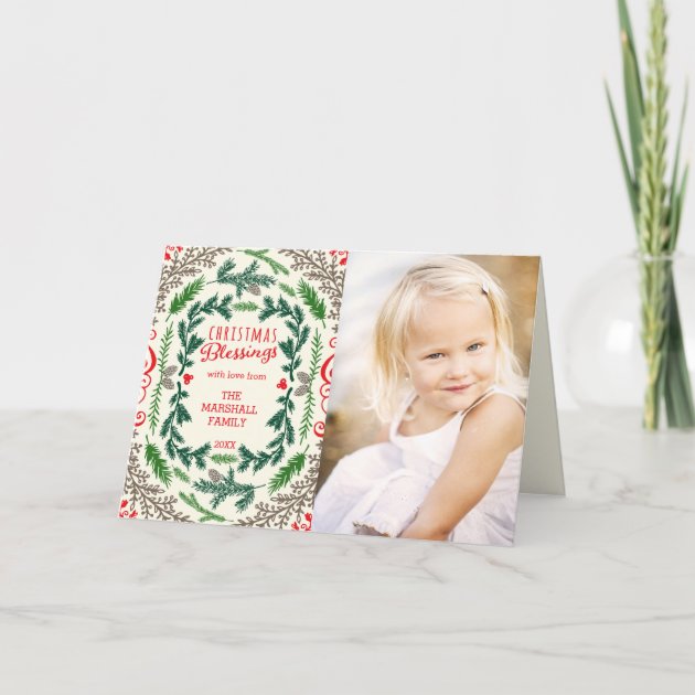 Christmas Blessings Photo Holiday Greeting Card