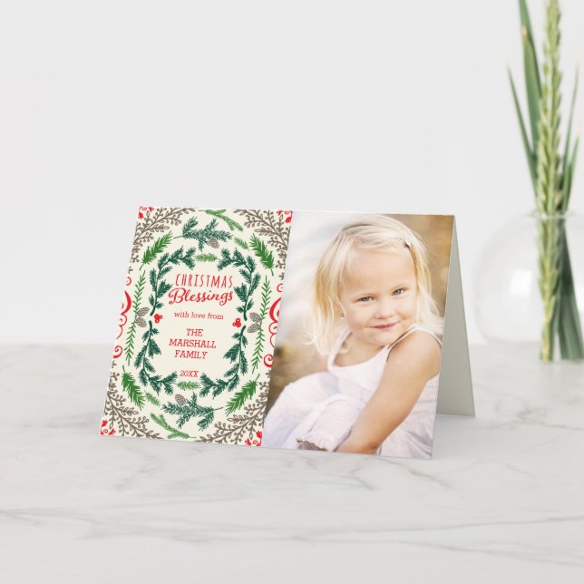 Christmas Blessings Photo Holiday Greeting Card (Front)