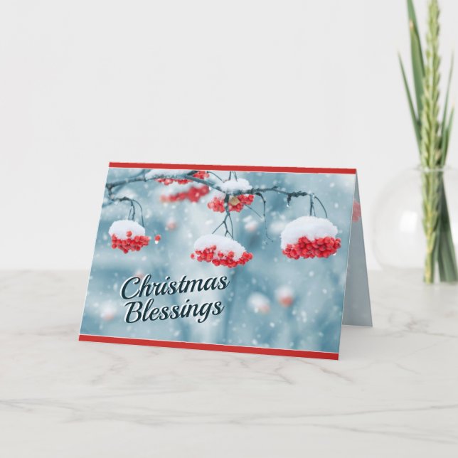 Christmas Blessings, Psalm 29:11 Bible Verse Holiday Card (Front)