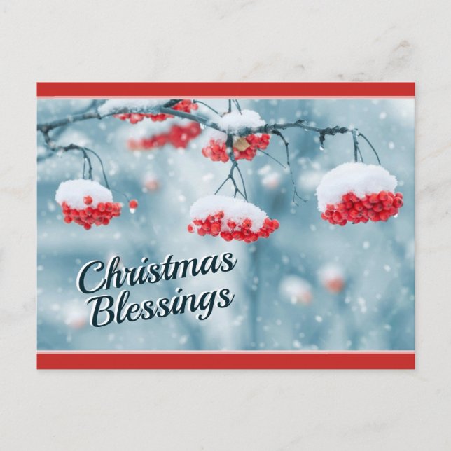 Christmas Blessings, Psalm 29:11 Bible Verse Holiday Postcard (Front)
