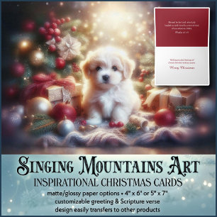 Christmas Blessings Puppy Christian KJV Verse Holiday Card