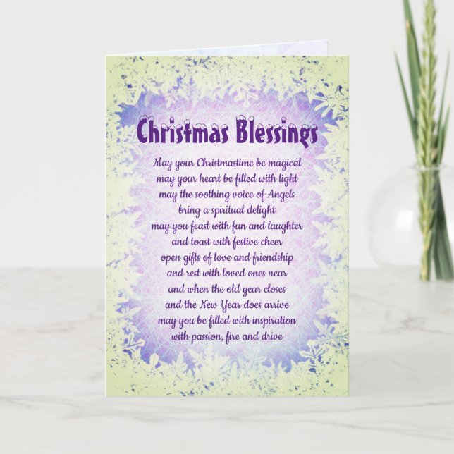 Christmas Blessings purple frost design Card (Front)