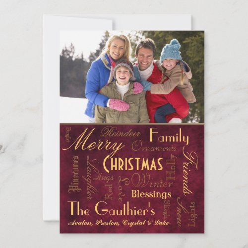 Christmas Blessings Retro Red Holiday Card