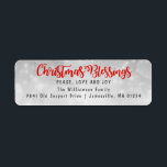 Christmas Blessings Return Address Labels Red<br><div class="desc">A bright red Christmas Blessings look beautiful against soft silver gray background. Peace,  joy and love is just below,  because well these are a few of my favorite blessings. Your name and address are below. The silver and red color scheme looks beautiful on almost any color envelope.</div>