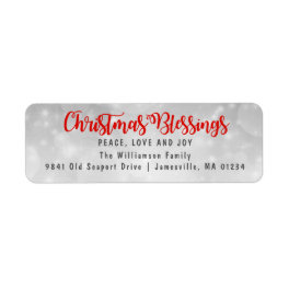 Christmas Blessings Return Address Labels Red
