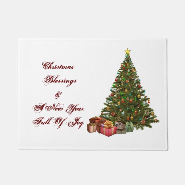 Christmas Blessings Tree Door Mat (Front)