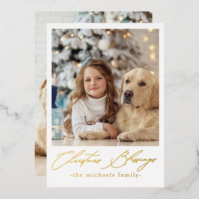 Christmas Blessings Two Photo Foil Invitation (Front/Back)