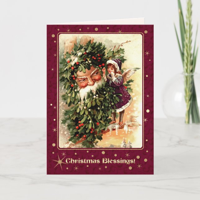 Christmas Blessings. Vintage Christmas Angel Cards (Front)