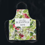 Christmas Blessings watercolor foliage Apron<br><div class="desc">Christmas Blessings watercolor foliage holiday apron, </div>