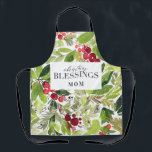 Christmas Blessings watercolor foliage Apron<br><div class="desc">Christmas Blessings watercolor foliage holiday apron, </div>