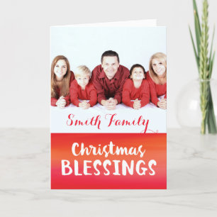 Christmas Blessings Watercolor-Look Customizable P Holiday Card