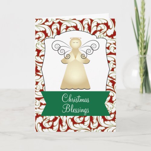 Christmas Blessings with Angel Greeting Holiday Card