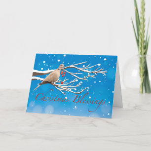 Christmas Blessings with Dove and Bible Verse Holiday Card
