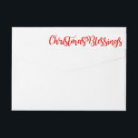 Christmas Blessings Wrap Return Address Labels<br><div class="desc">Wraparound return address labels are one of the hottest trends of this holiday season. In this case Christmas Blessings are written in a large red fancy script. You only see this portion on the back of the card. Your name and address is on the other side of the label. You...</div>
