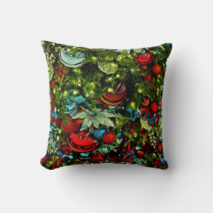 Christmas Bling Ornament Art Throw Pillow