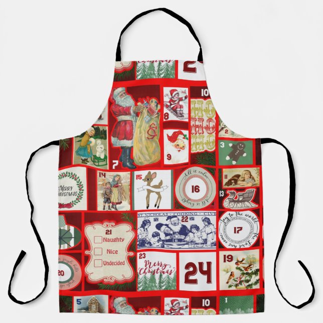 Christmas Block Advent Illustration Square Art Apron (Front)