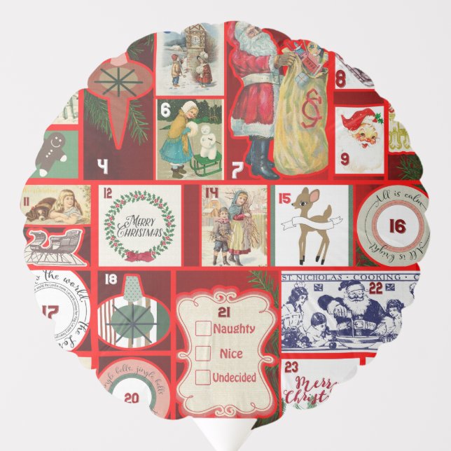Christmas Block Advent Illustration Square Art Balloon (Front)