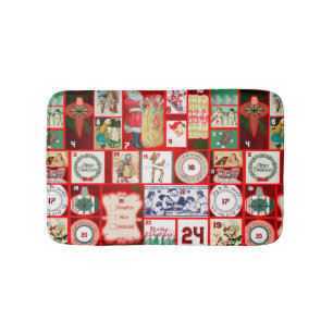 Christmas Block Advent Illustration Square Art Bath Mat