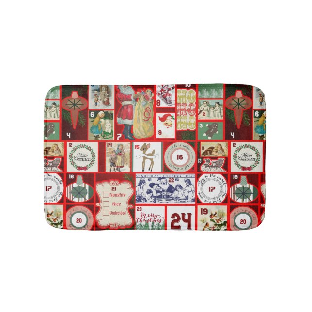 Christmas Block Advent Illustration Square Art Bath Mat (Front)