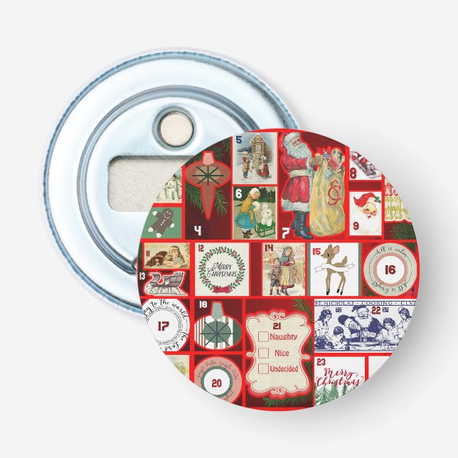 Christmas Block Advent Illustration Square Art Bottle Opener (Front)