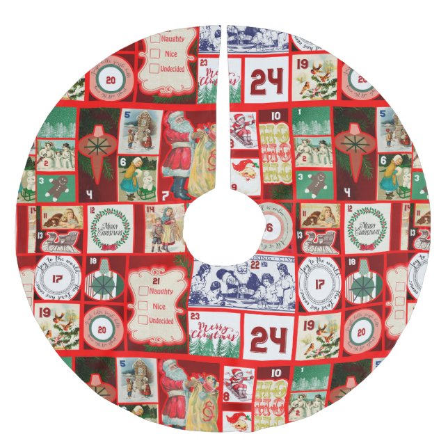 Christmas Block Advent Illustration Square Art Brushed Polyester Tree Skirt (Front)