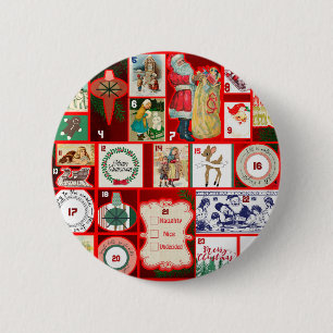 Christmas Block Advent Illustration Square Art Button
