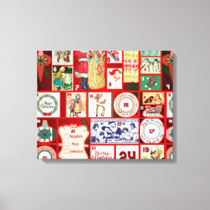 Christmas Block Advent Illustration Square Art Canvas Print