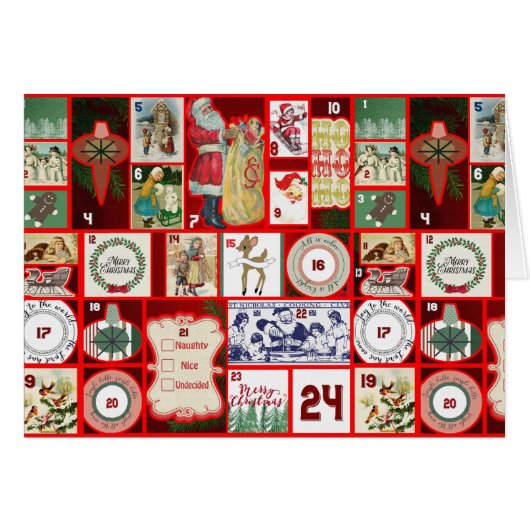 Christmas Block Advent Illustration Square Art Cards (Front Horizontal)