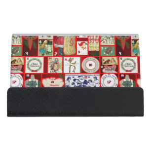 Christmas Block Advent Illustration Square Art Desk Business Card Holder