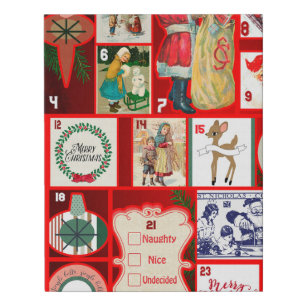 Christmas Block Advent Illustration Square Art Faux Canvas Print