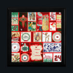 Christmas Block Advent Illustration Square Art Gift Box<br><div class="desc">Vintage Christmas

These great vintage illustrations are red and green and Christmasy! This illustration is based on an old fashioned Christmas advent calendar to celebrate the season of Christmas.</div>