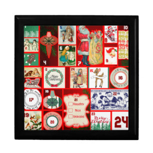 Christmas Block Advent Illustration Square Art Gift Box
