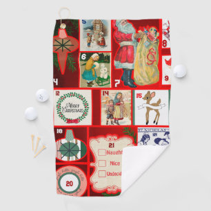 Christmas Block Advent Illustration Square Art Golf Towel