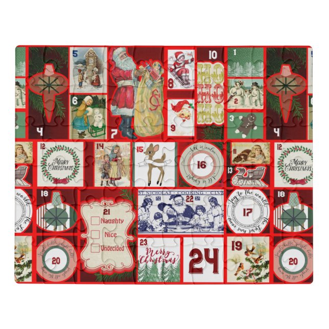 Christmas Block Advent Illustration Square Art Jigsaw Puzzle (Puzzle Horizontal)