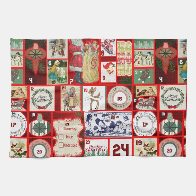 Christmas Block Advent Illustration Square Art Kitchen Towel (Horizontal)